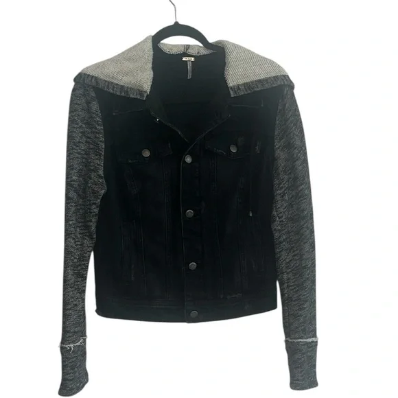 Free People Black and Gray Jean Jacket - Picture 5 of 9